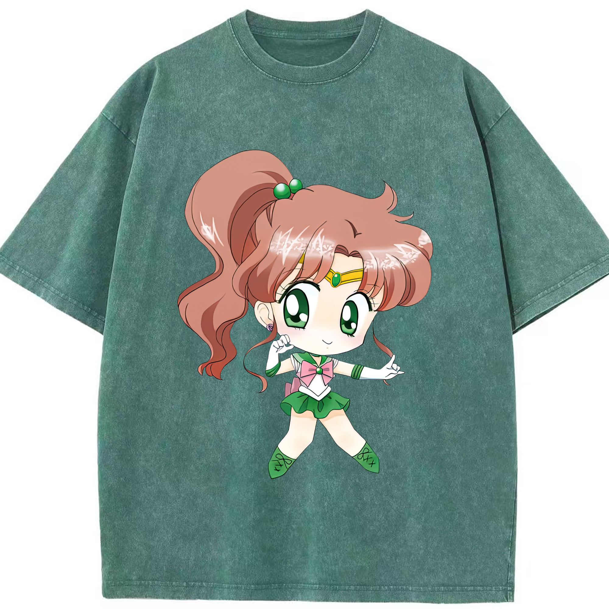 （画像用） 美少女戦士セーラームーン 木野 まこと きの まこと Sailor Moon Kino Makoto （セーラージュピター；Sailor Jupiter） 綿100% ヴィンテージ風 半袖Tシャツ（フロントプリント）